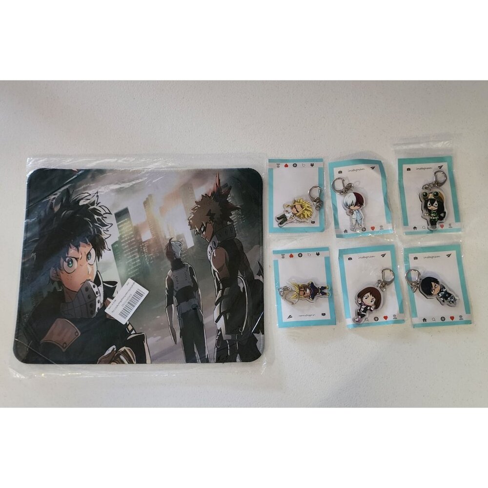 Fan Art My Hero Academia Anime‎ Mouse Pad & 6 Character Keychains Set #1